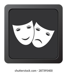 Theater icon with happy and sad masks - vector icon on a grey button