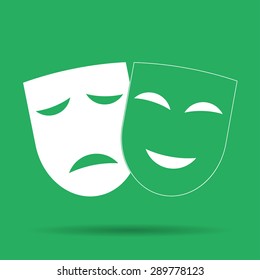 Theater icon with happy and sad masks. VECTOR illustration.