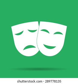 Theater icon with happy and sad masks. VECTOR illustration.