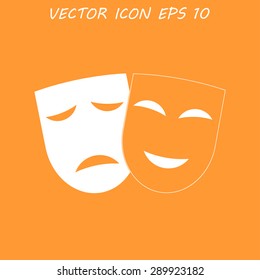 Theater icon with happy and sad masks. VECTOR illustration.