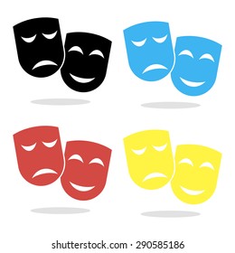 Theater icon with happy and sad masks. Vector illustration