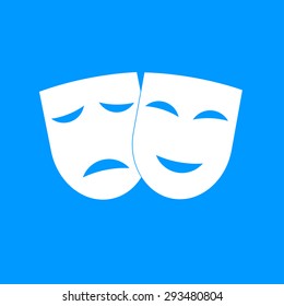 Theater Icon With Happy And Sad Masks. VECTOR Illustration.