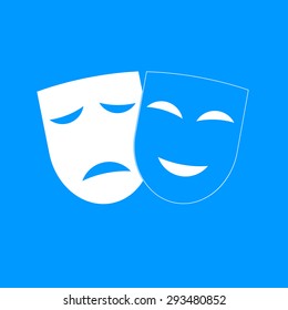 Theater icon with happy and sad masks. VECTOR illustration.