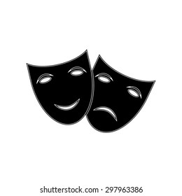 Theater icon with happy and sad masks - vector icon
