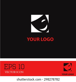 Theater icon with happy and sad masks vector icon.