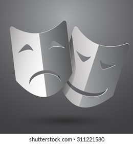 Theater icon with happy and sad masks vector eps10