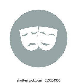 Theater icon with happy and sad masks. VECTOR illustration.