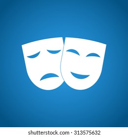 Theater icon with happy and sad masks. VECTOR illustration.