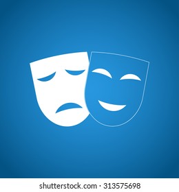 Theater icon with happy and sad masks. VECTOR illustration.