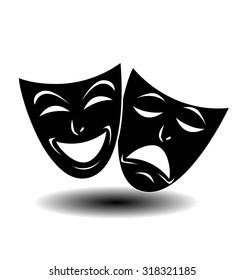 Theater icon with happy and sad masks. VECTOR illustration. 