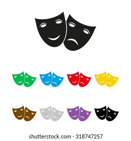 Theater icon with happy and sad masks - vector icon