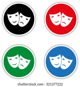 Theater icon with happy and sad masks - vector icon