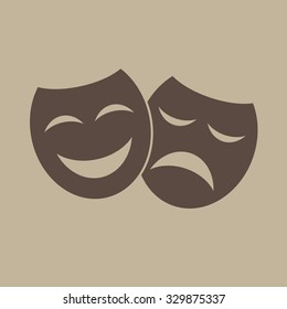 Theater icon with happy and sad masks. VECTOR illustration