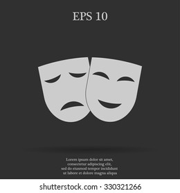 Theater icon with happy and sad masks. VECTOR illustration.
