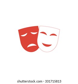 Theater icon with happy and sad masks. VECTOR illustration.