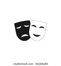 Theater icon with happy and sad masks. VECTOR illustration.