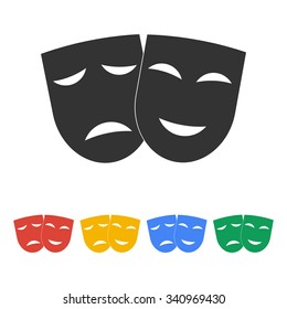 Theater icon with happy and sad masks. VECTOR illustration.