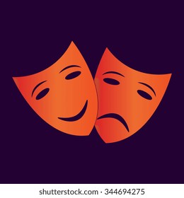 Theater icon with happy and sad masks 