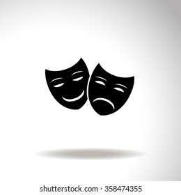 Theater icon with happy and sad masks.