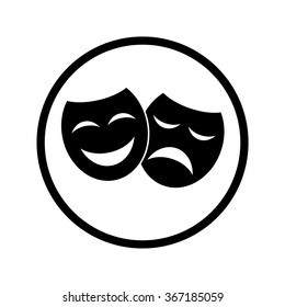 Theater icon with happy and sad masks. VECTOR illustration