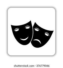 Theater icon with happy and sad masks  - black vector icon