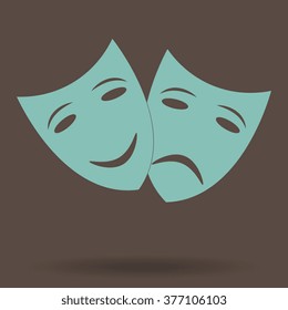Theater icon with happy and sad masks 
