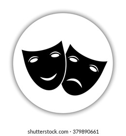 Theater icon with happy and sad masks  - black vector icon