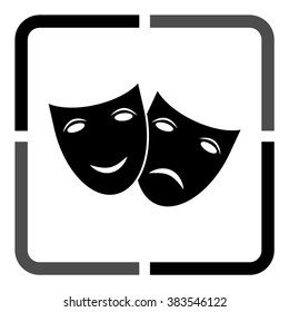 Theater icon with happy and sad masks -  black vector icon