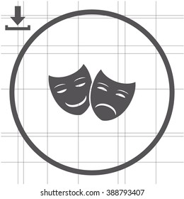 Theater icon with happy and sad masks.