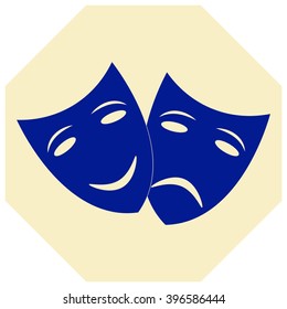 Theater icon with happy and sad masks 