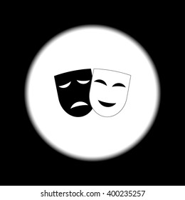 Theater icon with happy and sad masks. VECTOR illustration.