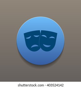 Theater icon with happy and sad masks. Vector illustration.
