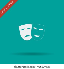 Theater icon with happy and sad masks. Vector illustration.