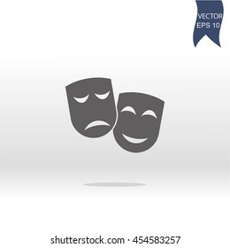 Theater icon with happy and sad masks. Vector illustration