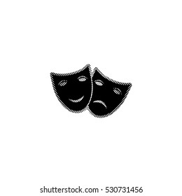 Theater icon with happy and sad masks  - black vector icon