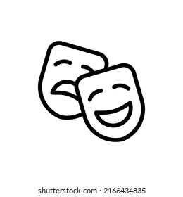 Theater Icon. Line Art Style Design Isolated On White Background