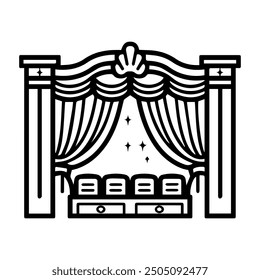 Theater icon or modern line symbol. Vector line art and icon design with bold outline. Black and white Pixel Perfect minimalistic symbol isolated white background. Silhouette simple thin sign
