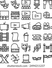 Paquete de iconos de teatro en estilo Cutline