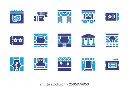 Theater icon set. Duotone color. Vector illustration. Containing theater, ticket, stage, cinema, architecture, tickets, show.