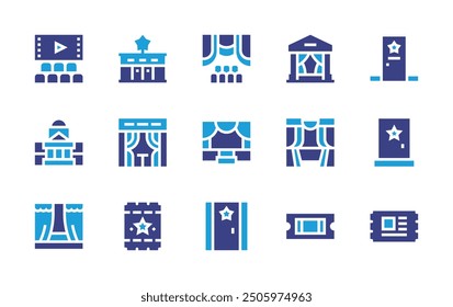 Theater icon set. Duotone color. Vector illustration. Containing cinema, theater, dressingroom, ticket, stage, theatre.