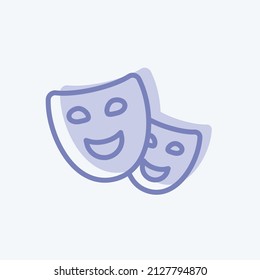 Theater Icon in trendy two tone style isolated on soft blue background