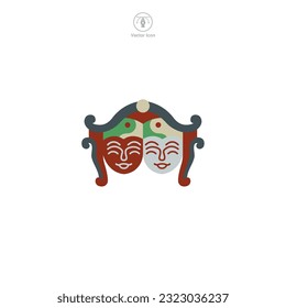 Theater icon vector depicts a stylized venue for performing arts, signifying drama, performance, entertainment, culture, and cinema