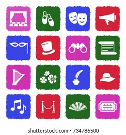 Theater Icons. Grunge Color Flat Design. Vector Illustration. 