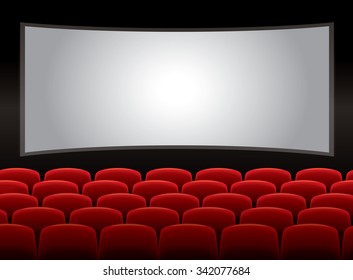 Theater interior with red chairs, vector 10