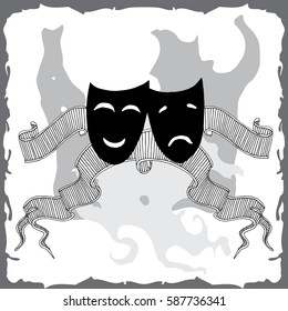 Theater label with banners
