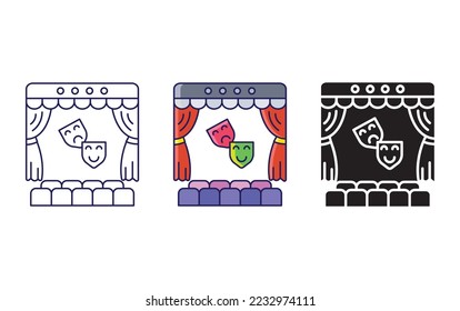 Theater line and glyph icon, vector illustration