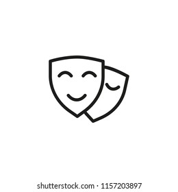 Theater line icon. Face, masque, disguise. Expressions concept. Vector illustration can be used for topics like masquerade, performance, entertainment