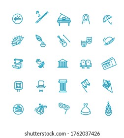 Theater linear icons. Theatre collection of isolated symbols - Vector