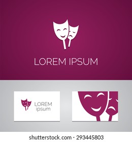 theater logo template icon design elements with business card 