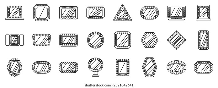 Theater makeup mirror icons set. This set of makeup mirror icons features various frame shapes, perfect for beauty and cosmetics projects